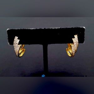 3g 10k solid yellow gold. .25 Cttw Diamond hoop Earrings